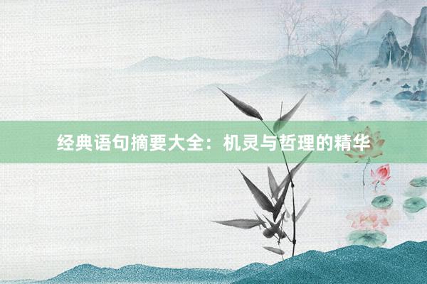 经典语句摘要大全：机灵与哲理的精华